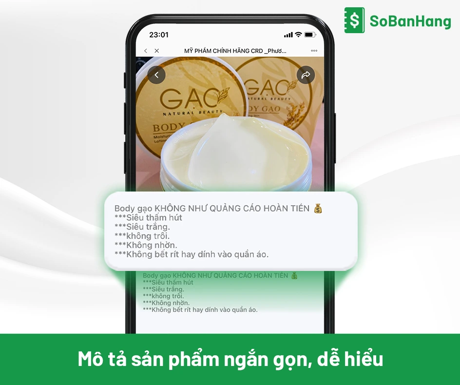 kinh doanh sản phẩm cần mô tả sản phẩm ngắn gọn súc tích dễ hiểu