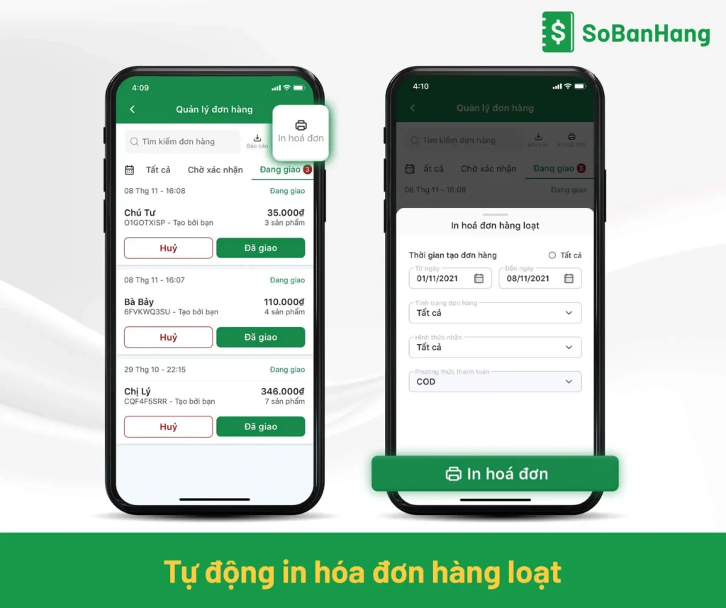 Tự động in hóa đơn hàng loạt