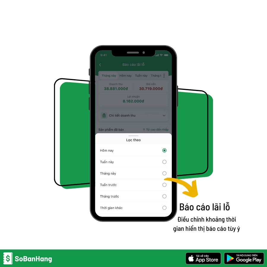 Xem báo cáo lãi lỗ trên SoBanHang