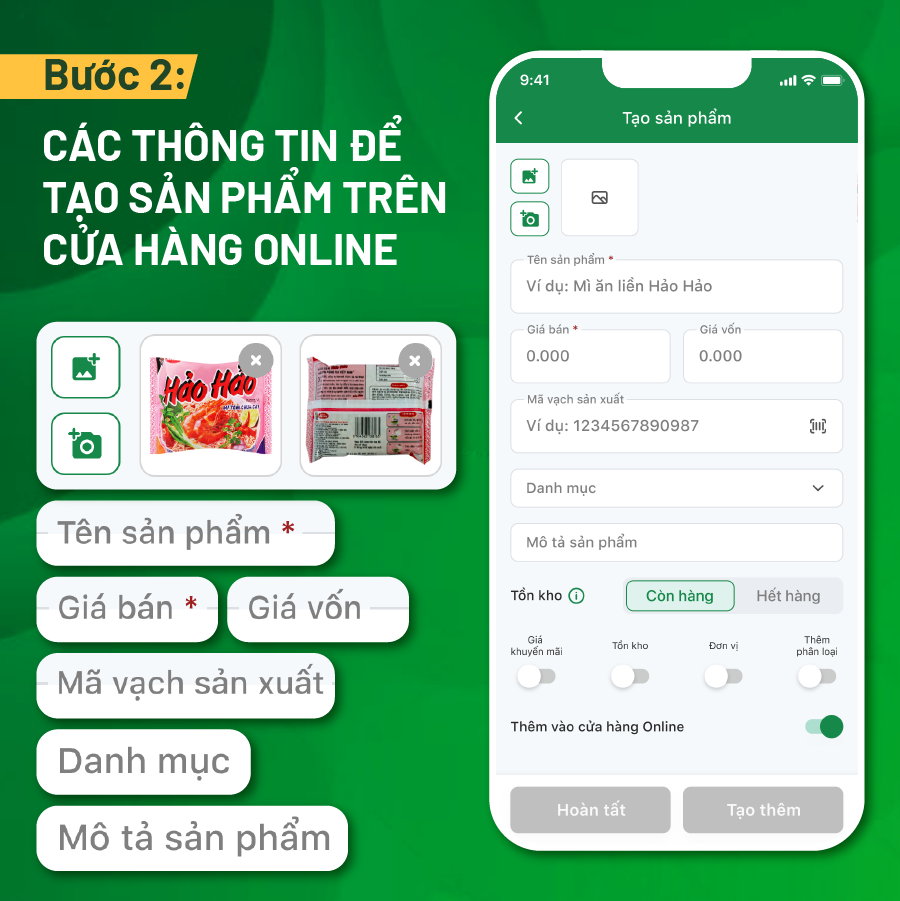 tạo sản phẩm