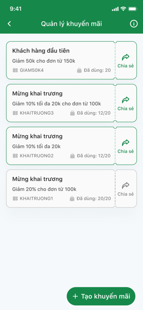 quản lý khuyến mãi