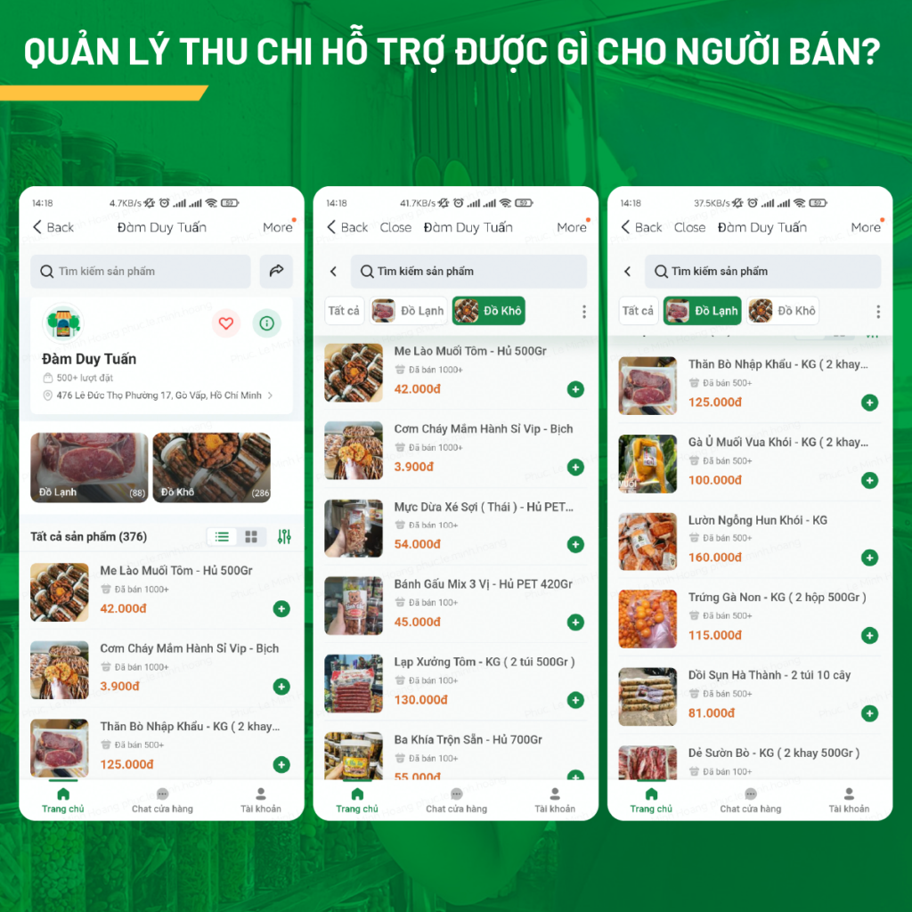 Quản lý thu chi của Sổ Bán Hàng