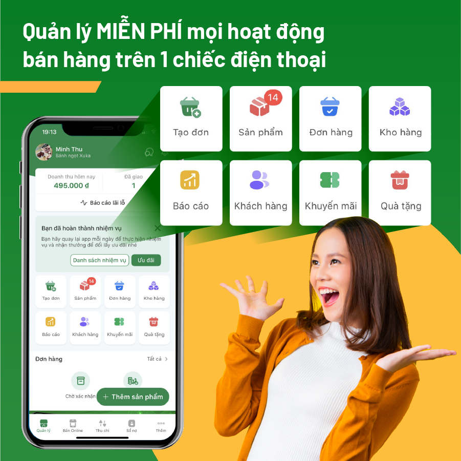 Quản lý miễn phí mọi hoạt động bán hàng trên điện thoại
