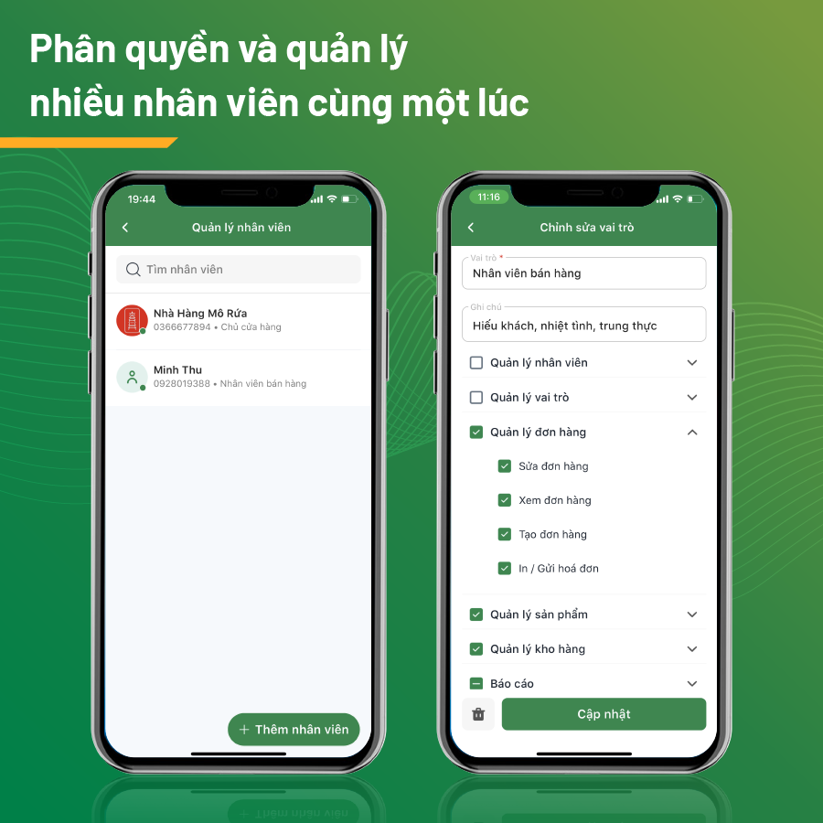 Sổ Bán Hàng phân quyền và quản lý nhiều nhân viên