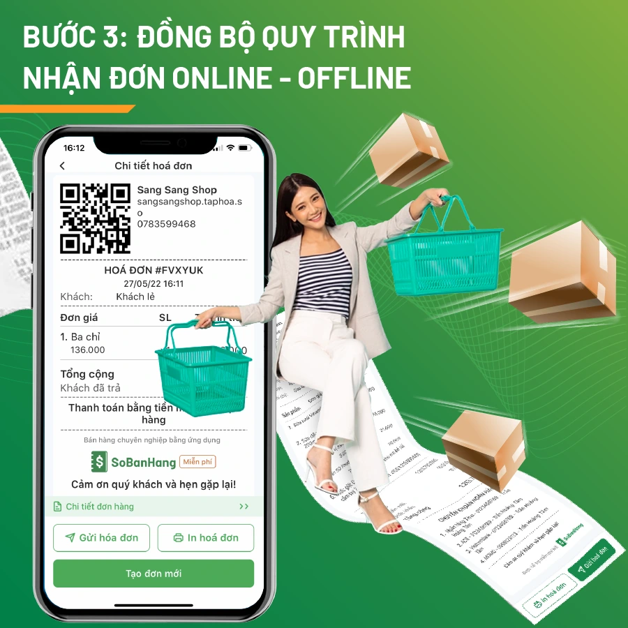 Đồng bộ quy trình nhận đơn online - offline