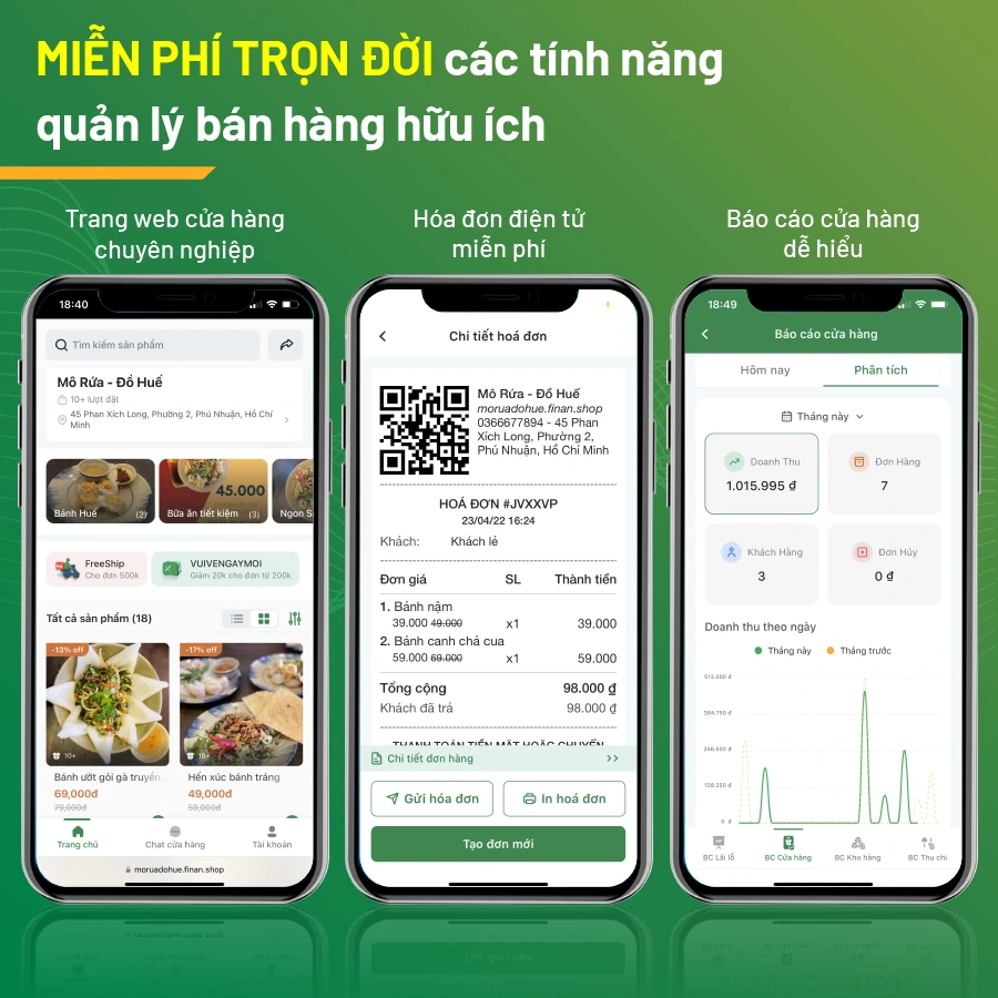 Miễn phí trọn đời các tính năng quản lý bán hàng hữu ích