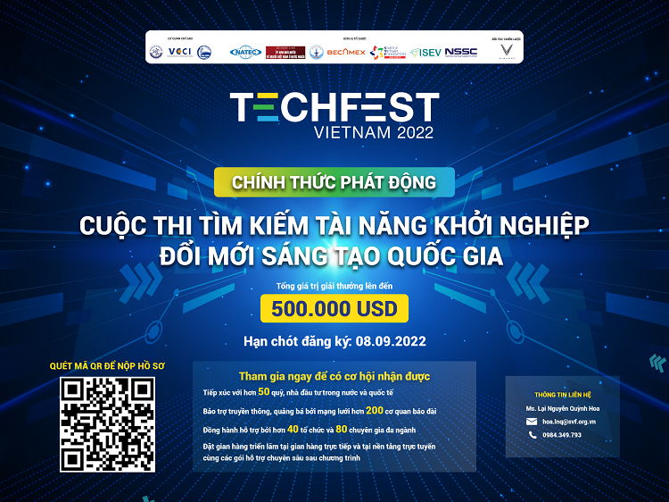 Cuộc thi tìm kiếm tài năng khởi nghiệp đổi mới sáng tạo quốc giá TechFest.. Cuộc thi tìm kiếm tài năng khởi nghiệp đổi mới sáng tạo quốc giá TechFest - Nguồn TechFest.
