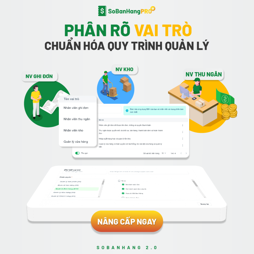 Phân rõ vai trò - Chuẩn hóa quy trình quản lý cùng Sổ Bán Hàng.