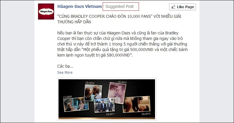 Các dạng quảng cáo phổ biến trên Facebook
Nguồn: Internet