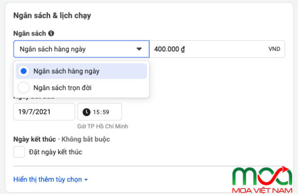 Cách thiết lập ngân sách quảng cáo
Nguồn: Internet