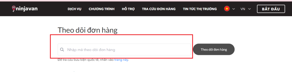 Hình: Tra cứu đơn hàng qua website Ninja Van
Nguồn: Internet