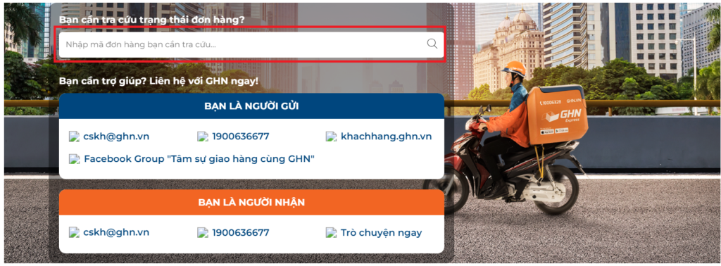Hình: Tra cứu qua website GHN
Nguồn: Internet