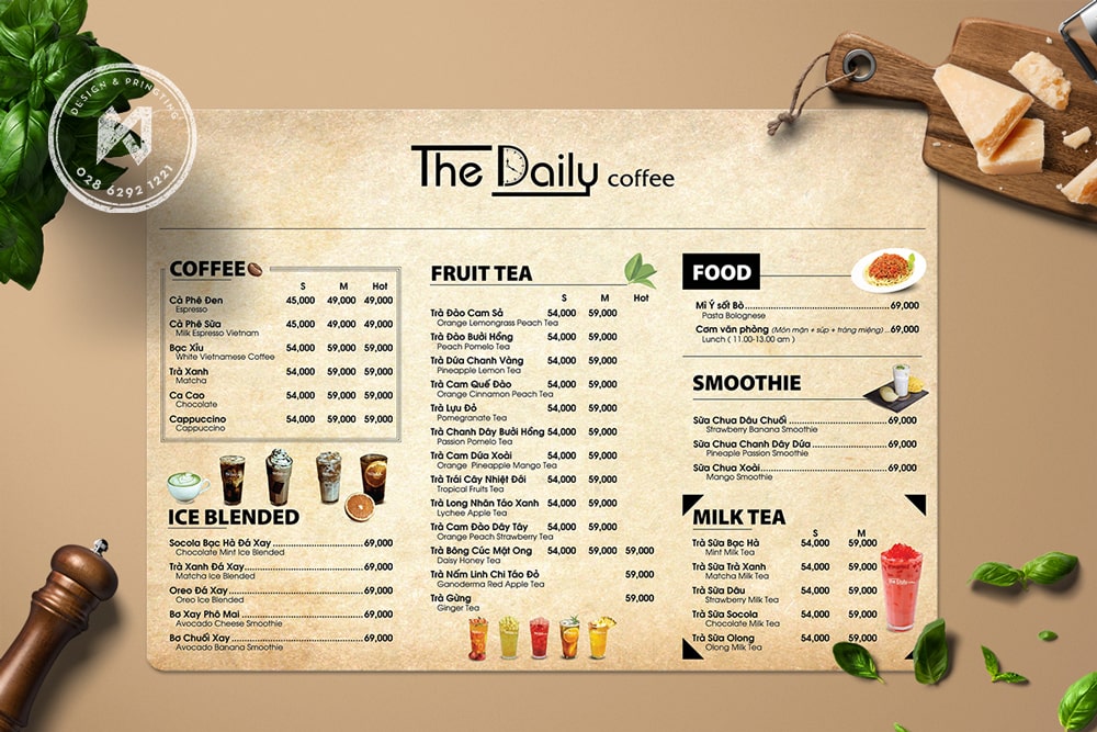 Thiết kế giao diện và cách bố trí thông tin trên menu để thu hút khách hàng