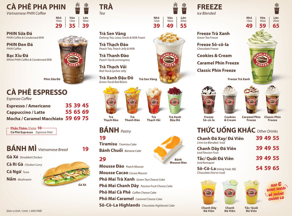 Menu thức ăn kèm
