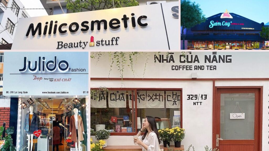 Hình: Shop mỹ phẩm, quán ăn, tiệm mỹ phẩm và quán nước
Nguồn: Internet