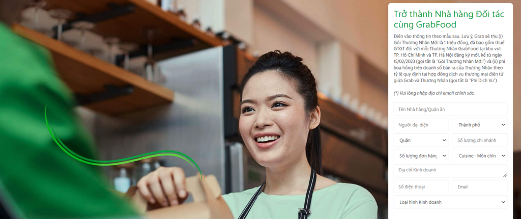 Hình: Đăng ký nhà hàng đối tác cùng GrabFood
Nguồn: Internet
