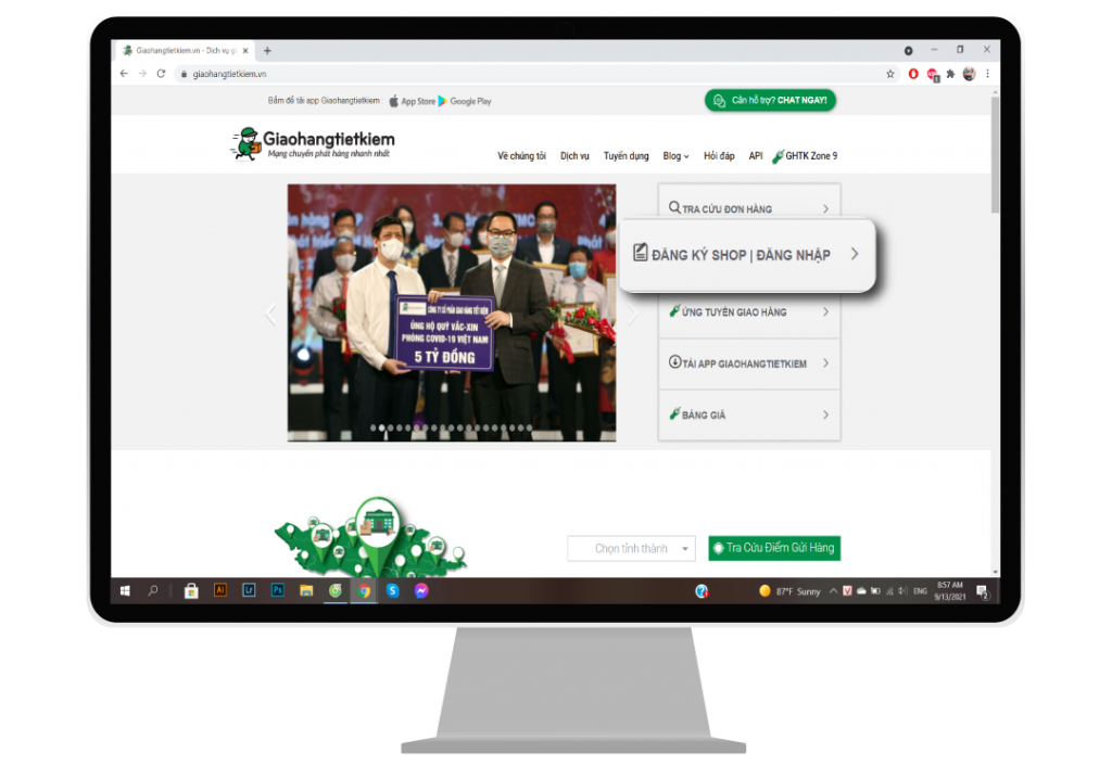 Hình: Truy cập vào website GHTK
Nguồn: Internet