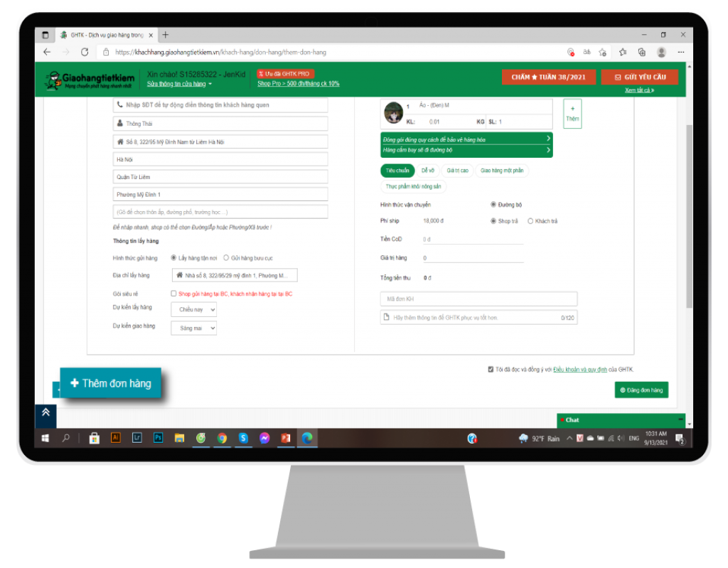 Hình: Đăng đơn hàng trên website
Nguồn: Internet