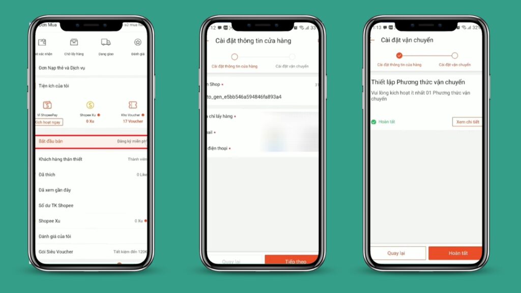Hình: Đăng ký bán hàng trên Shopee bằng điện thoại
Nguồn: Internet