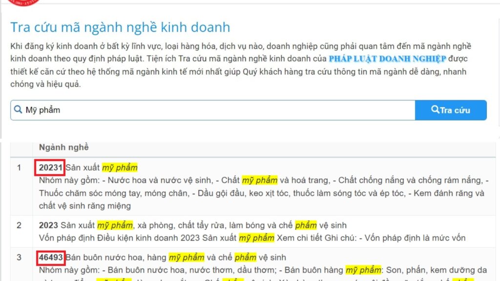 Hình: Tra cứu mã sản phẩm qua trang Thư viện Pháp luật
Nguồn: Internet
