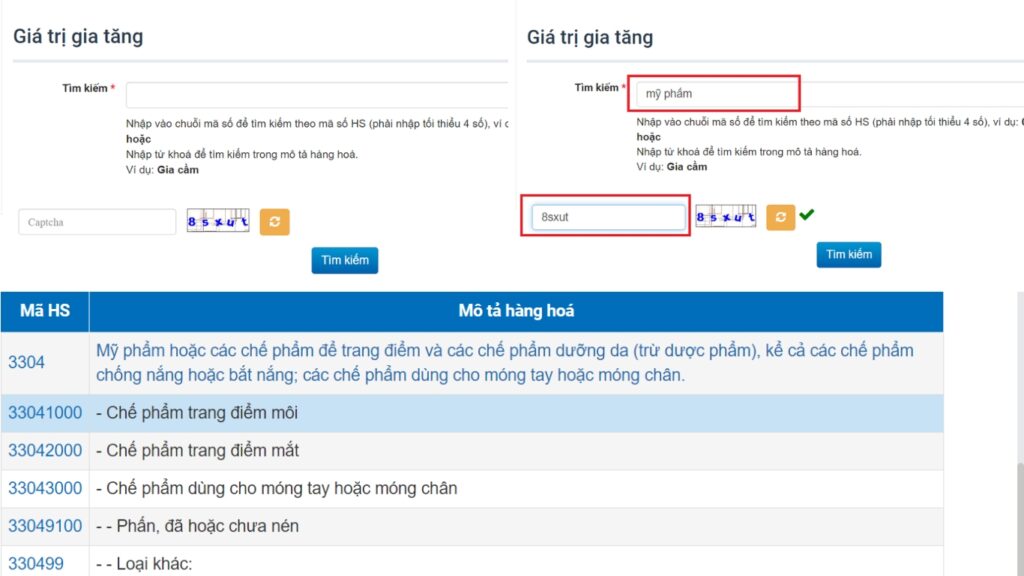 Hình: Tra cứu bằng mã số HS
Nguồn: Internet