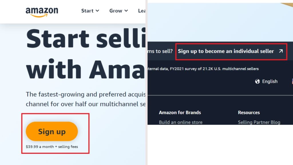 Hình: Chọn loại tài khoản amazon
Nguồn: Internet