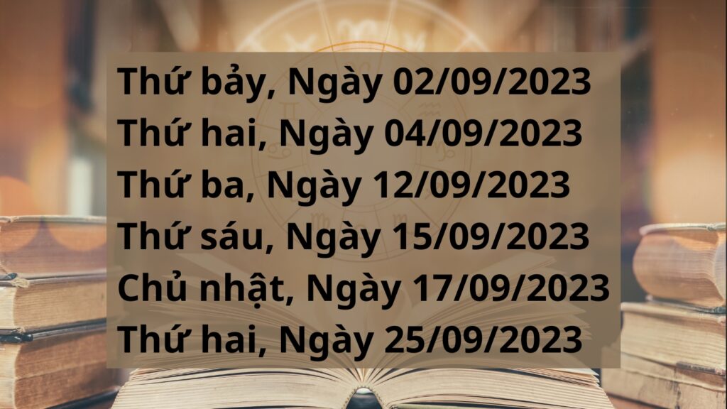 Hình: Danh sách ngày khai trương xấu trong tháng 09 năm 2023
Nguồn: Internet