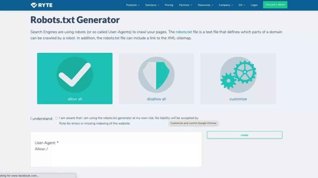 Hình: Robots.txt Generator
Nguồn: Internet
