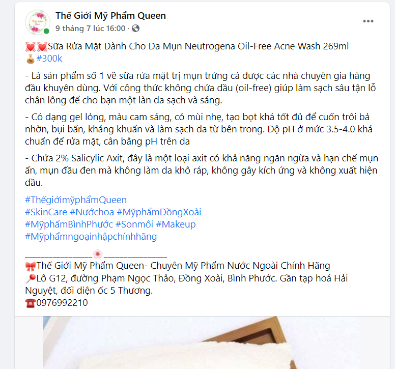 Hình: Thế giới mỹ phẩm Queen
Nguồn: Internet