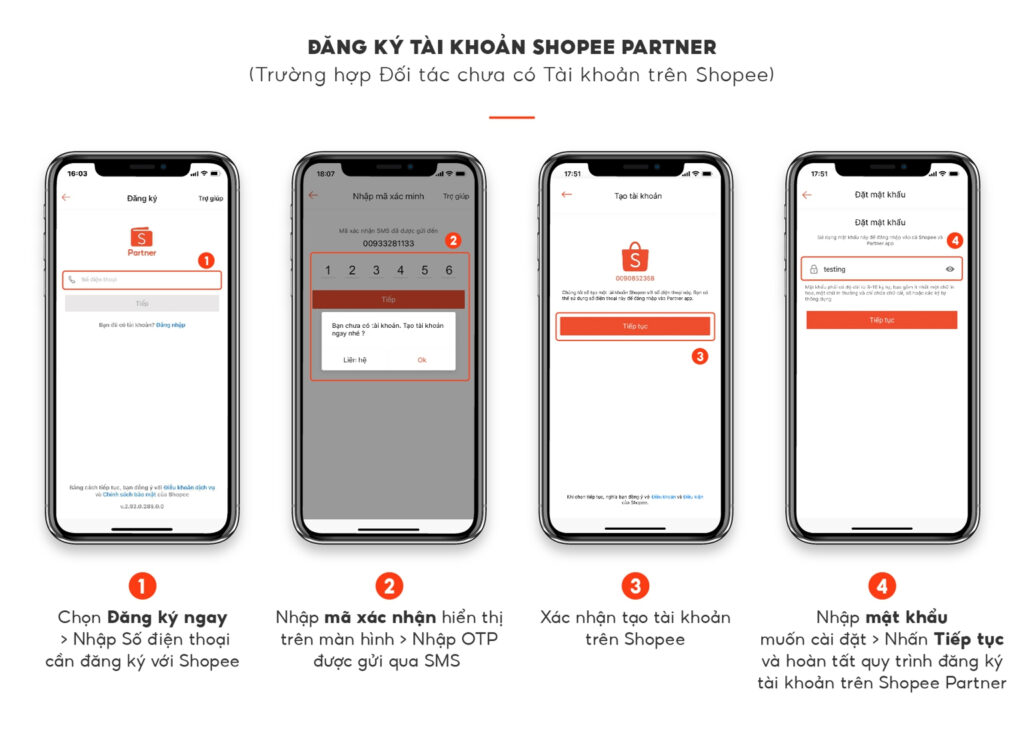Hình: Đăng ký tài khoản Shopee Partner cho trường hợp chưa có tài khoản Shopee
Nguồn: Internet