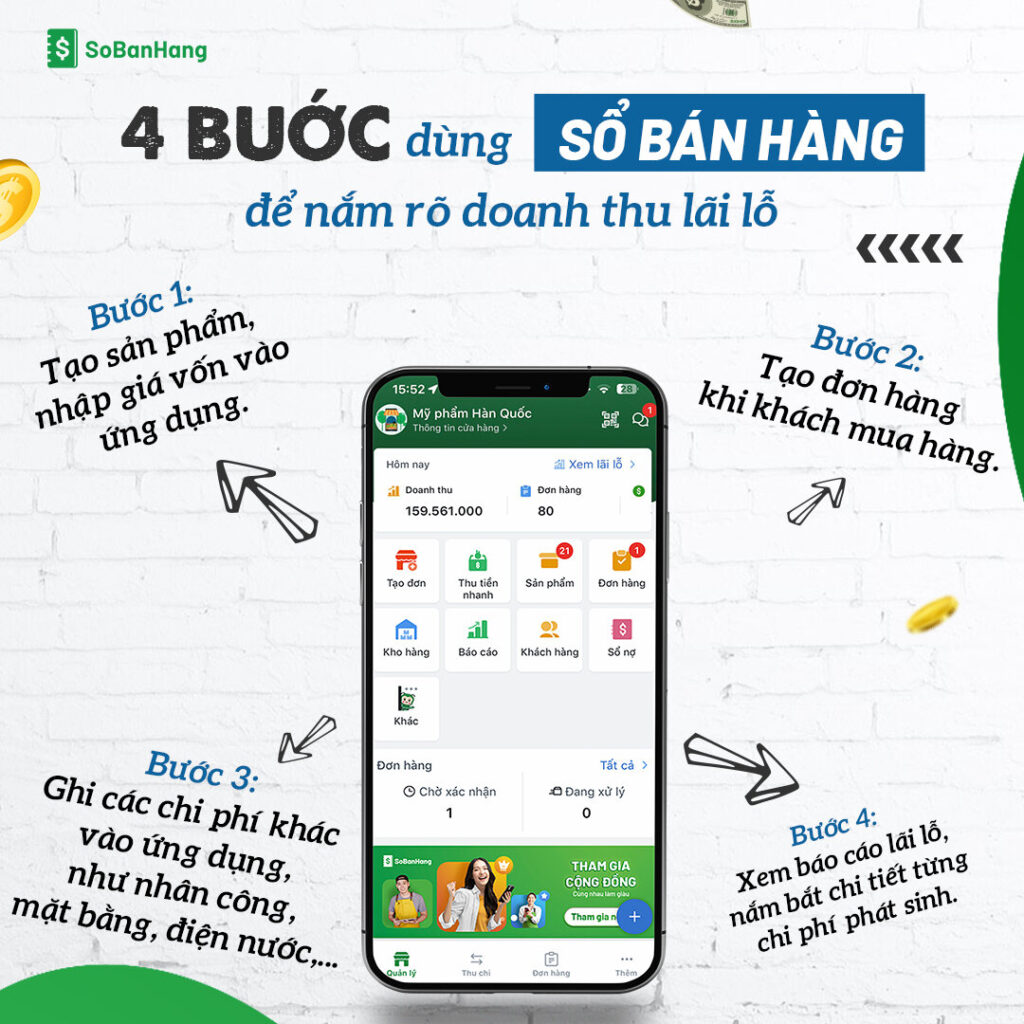 4 bước dùng Sổ Bán Hàng để nắm rõ doanh thu lãi lỗ, không lo thất thoát.
