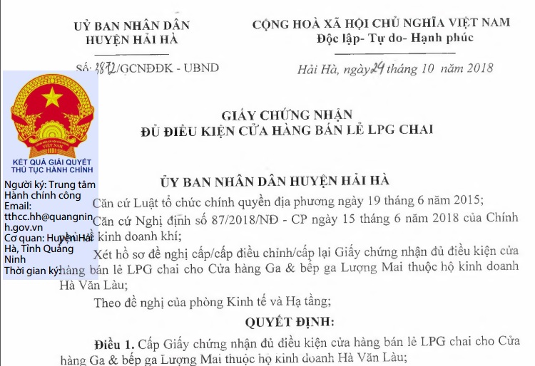 Hình: Các thủ tục cần có khi mở đại lý gas
Nguồn: Internet