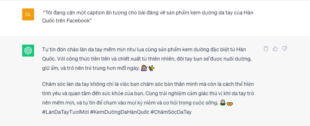 Hình: Kết quả ứng dụng chat gpt