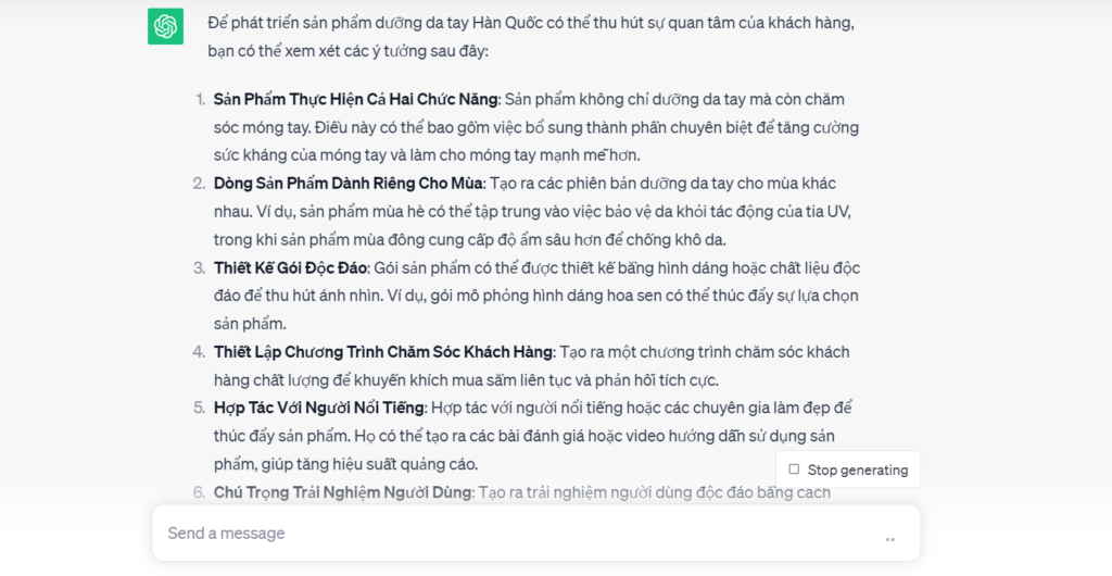 dùng Chat GPT để sáng tạo ý tưởng