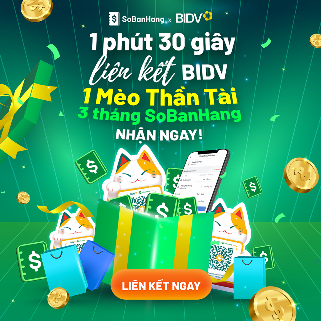 liên kết tài khoản BIDV vào Sổ Bán Hàng