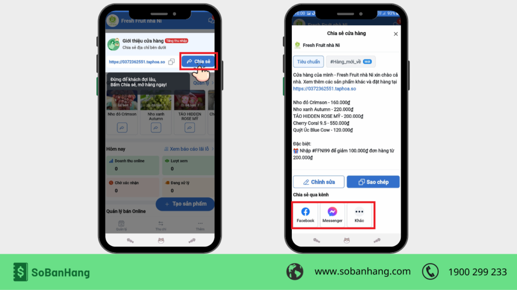 Hình: Chia sẻ cửa hàng online trên Facebook, Group, Zalo