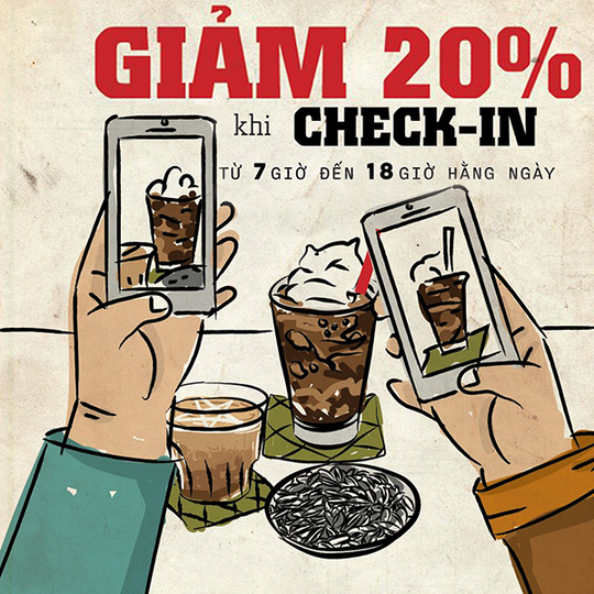Check in tại quán, nhận ngay ưu đãi