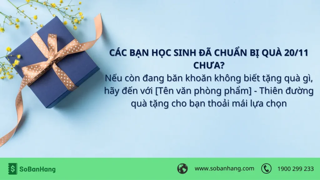 Hình: Caption khuyến mãi 20/11 cho cửa hàng mỹ phẩm
