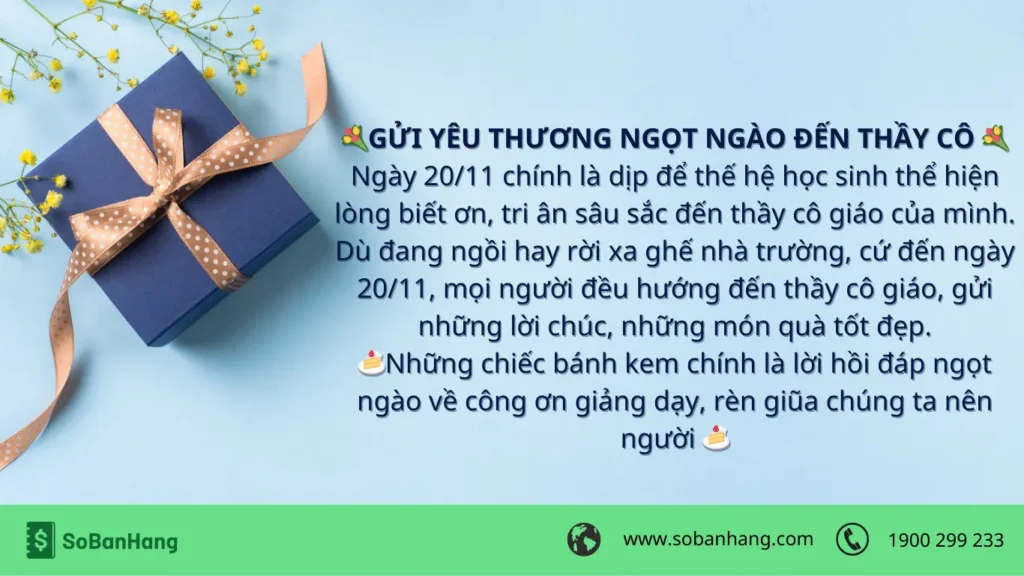 Hình: Caption khuyến mãi 20/11 cho tiệm bánh ngọt