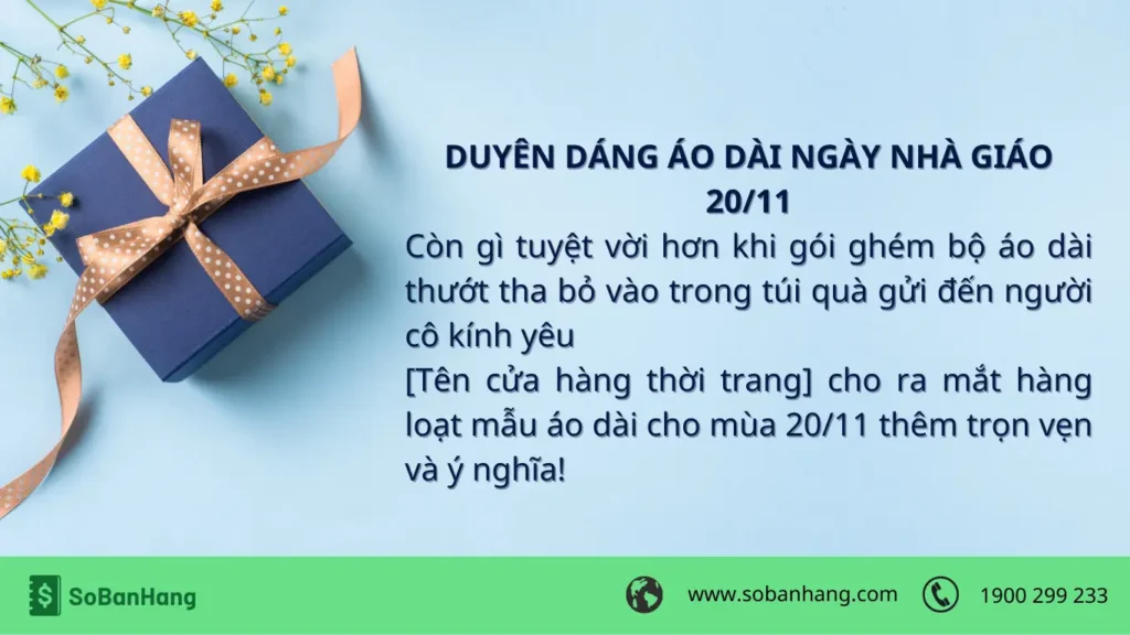 Hình: Caption khuyến mãi 20/11 cho cửa hàng thời trang