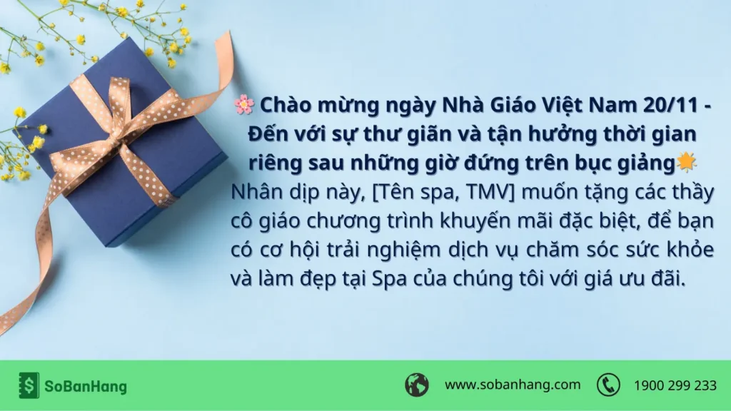 Hình: Caption khuyến mãi 20/11 cho Spa, thẩm mỹ viện