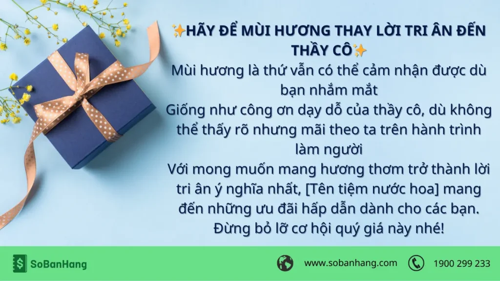 Hình: Caption khuyến mãi 20/11 cho tiệm nước hoa