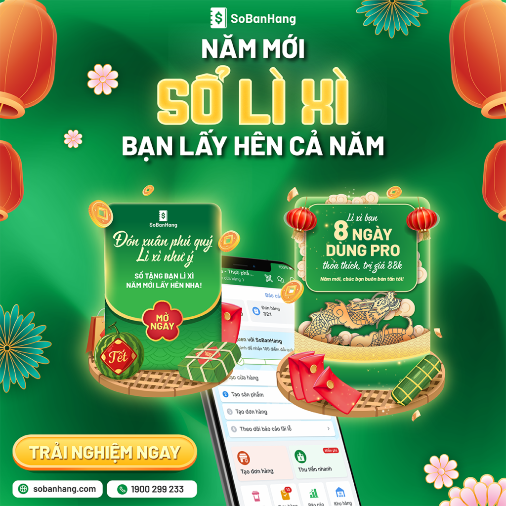 Sổ Bán Hàng lì xì chủ kinh doanh miễn phí 8 ngày sử dụng Pro thỏa thích.