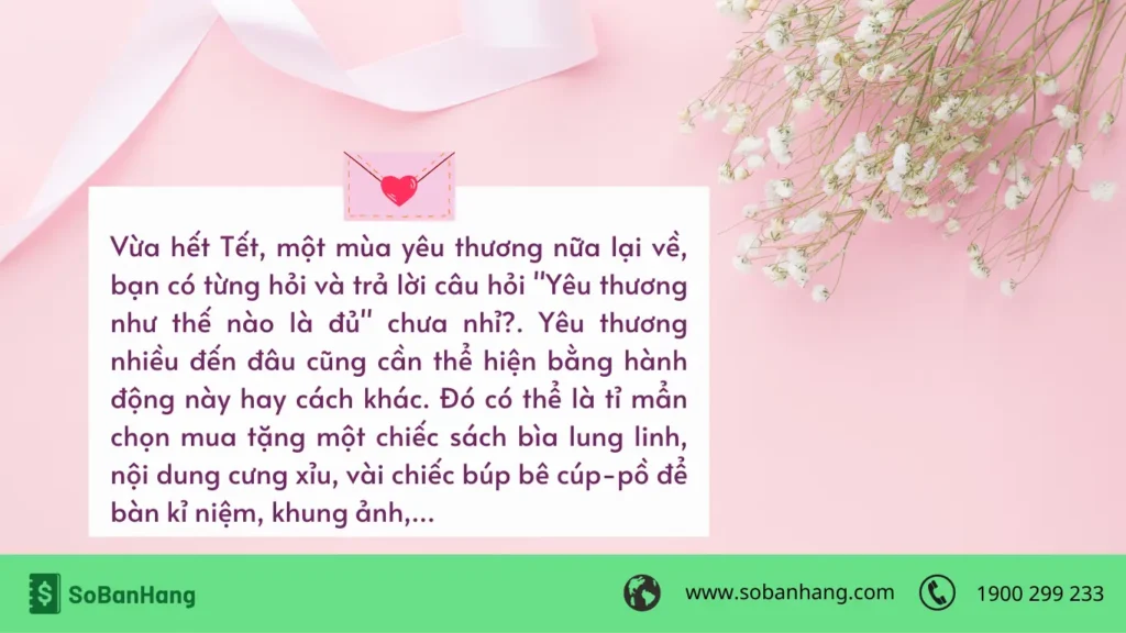 Hình: Caption Valentine ý nghĩa cho hiệu sách, văn phòng phẩm