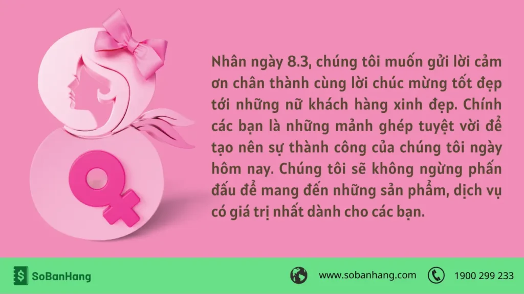 Hình: Caption bán hàng 8/3 đến khách hàng hay