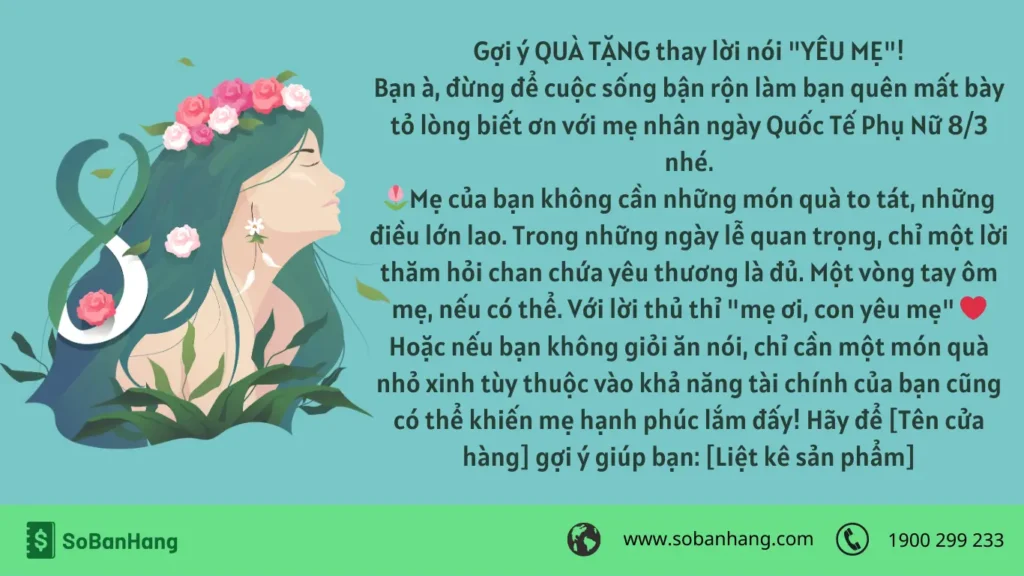 Hình: Caption bán hàng ngày 8/3 ý nghĩa
