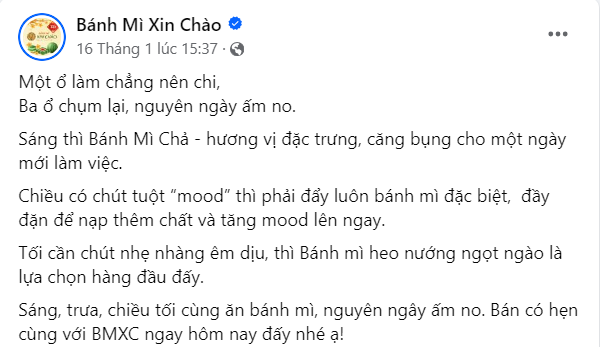 Hình: Content giới thiệu quán ăn