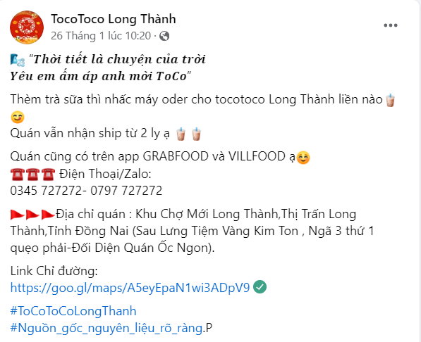 Hình: Content giới thiệu quán nước độc đáo