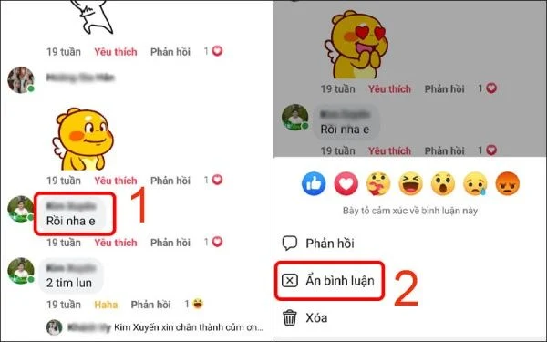 Cách ẩn bình luận trên facebook thủ công đối với điện thoại